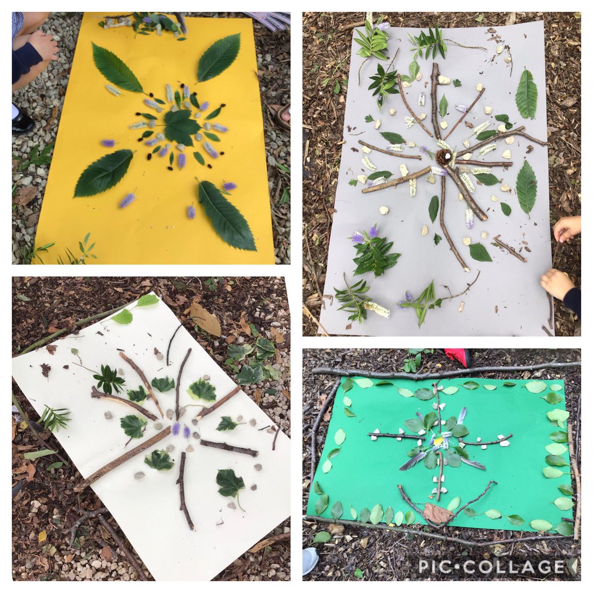 This week our topic is ‘the environment’. We’ve made mandalas from the materials we could find in our copse! #nature #woodland #pattens #art