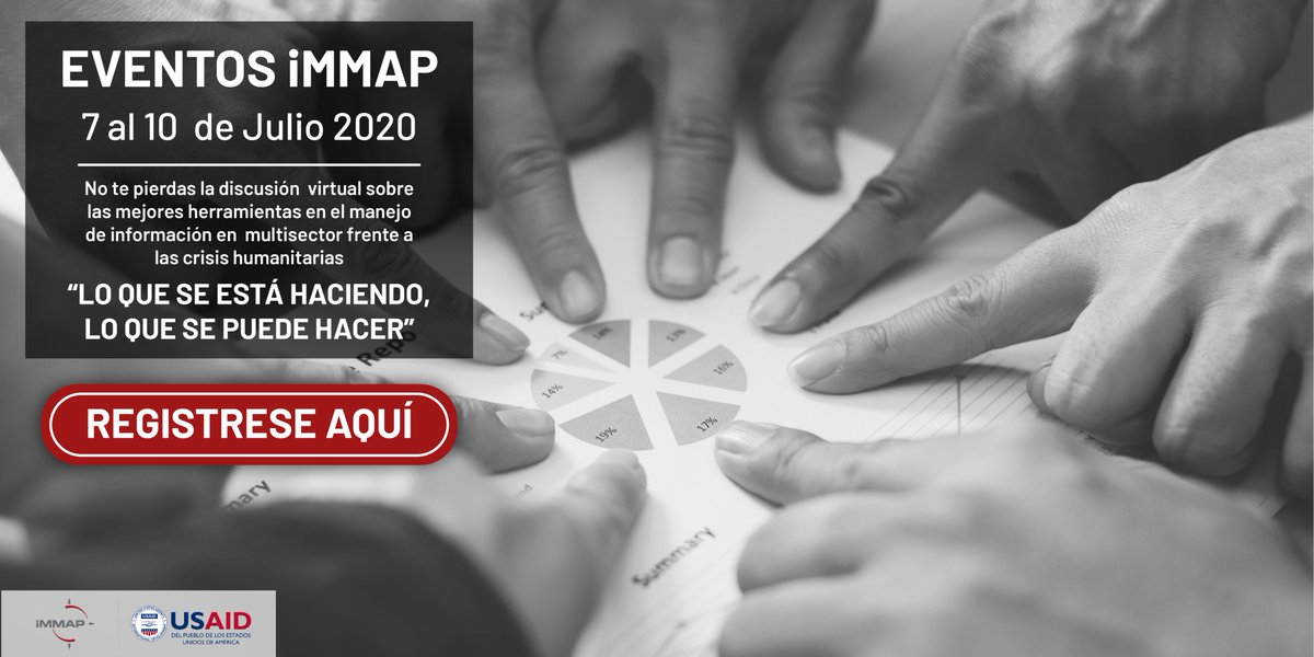 iMMAP_Inc's tweet image. Mañana julio 10 @thinkdatasci @QatarComputing @HHI y Data Friendly Space cerrarán nuestro evento virtual discutiendo sobre las mejores herramientas en el manejo de información en #Multisector para responder a las crisis humanitarias, no te lo pierdas bit.ly/3dClqxP