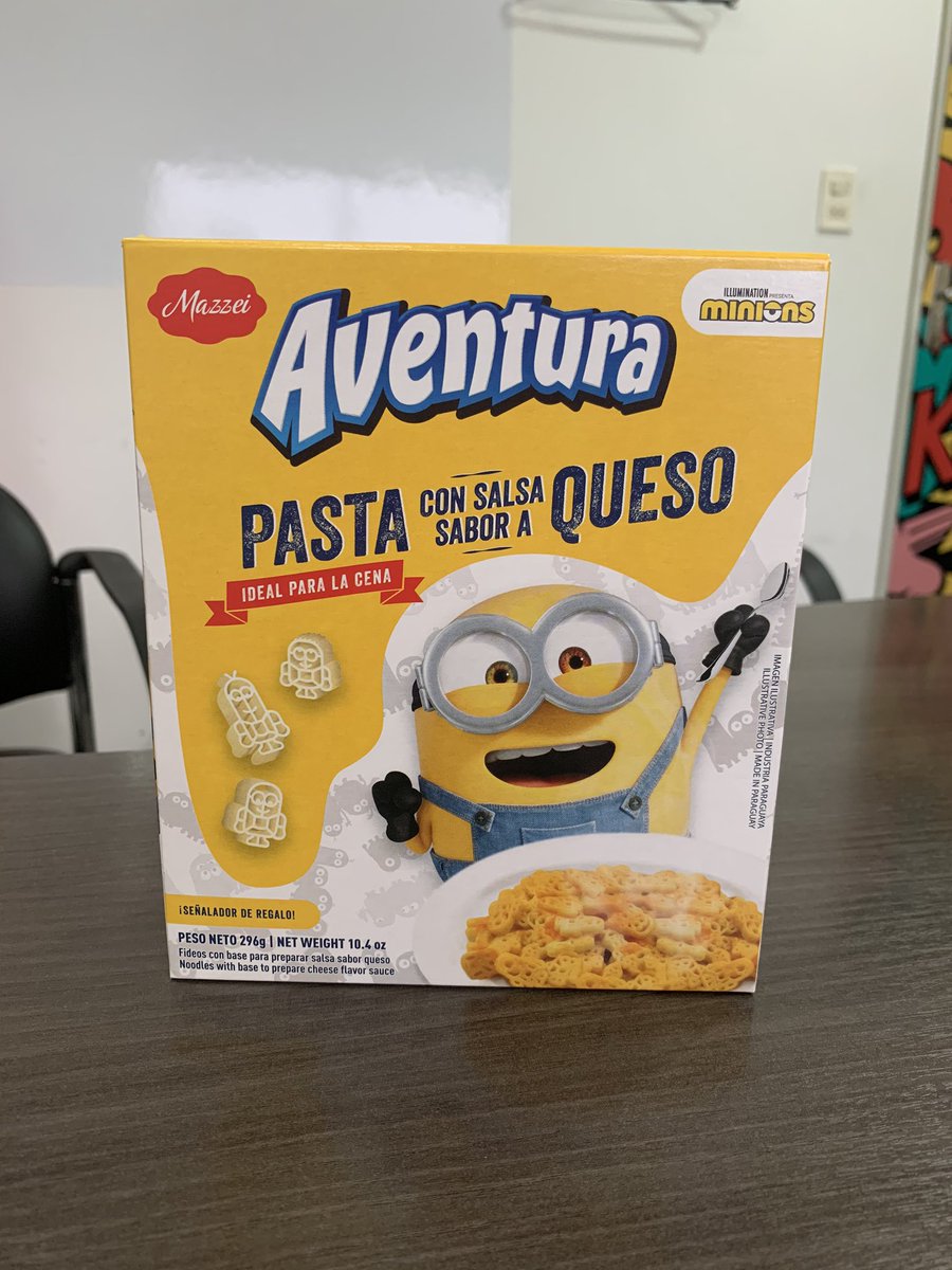 mriquelme1's tweet photo. Nuevo producto de Mazzei! Fideito de Minions con queso! A disfrutar! Disponible en supermercados y el delivery Mazzei 0984103992 por whatsapp https://t.co/XzqS6emhxo