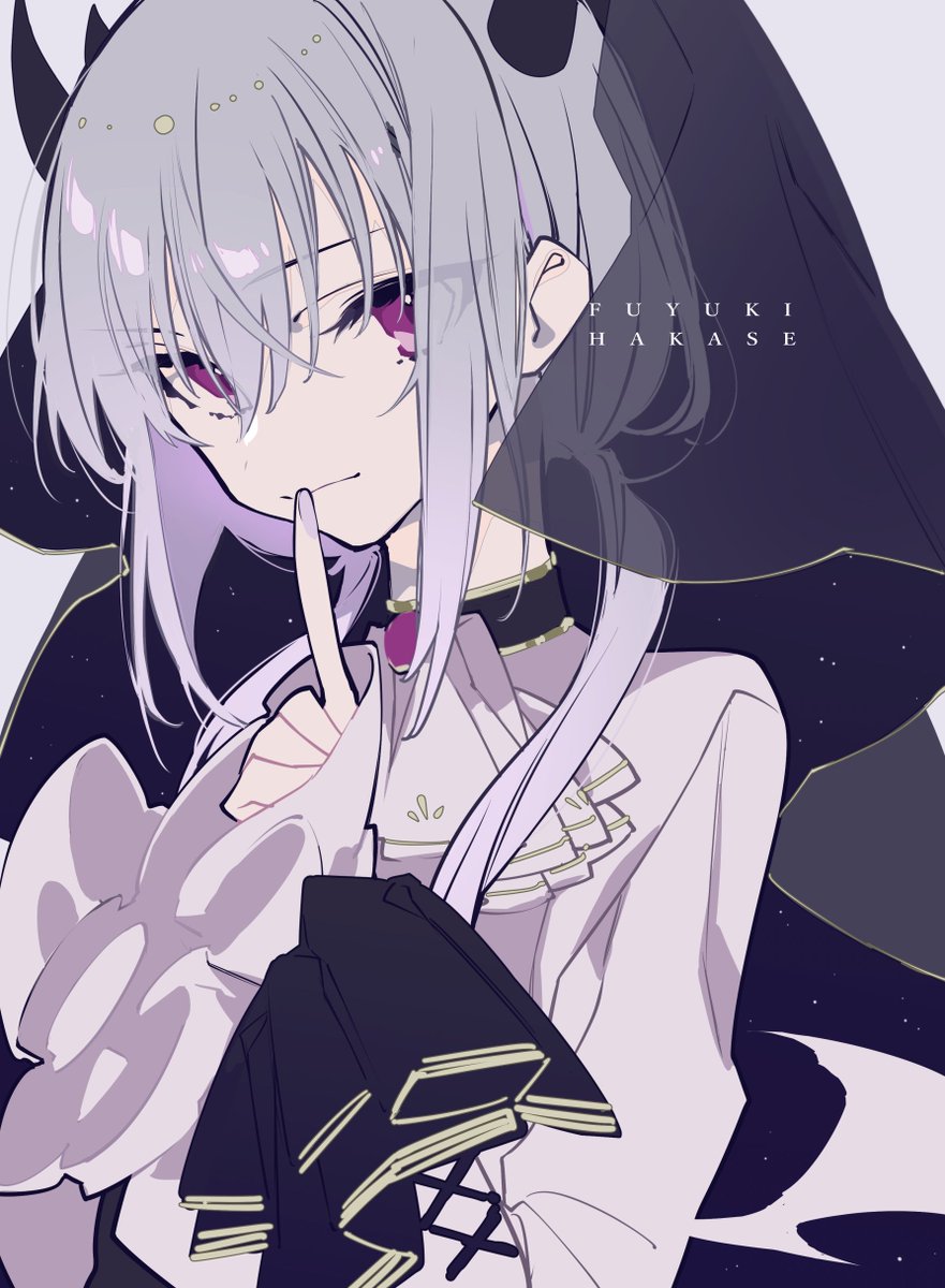 1boy male focus solo grey hair looking at viewer halo jacket  illustration images