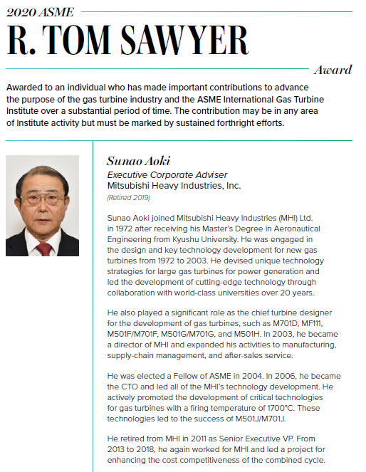 IGTI's tweet photo. Congratulations to the 2020 ASME R. Tom Sawyer recipient Sunao Aoki.
https://t.co/4jg2I4YEe3
#asmedotorg https://t.co/82gZ7kTUg2