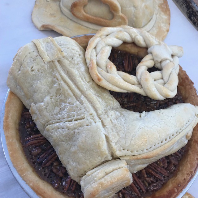 PieCloudCalgary's tweet photo. Hope y'all are keeping #calgarystampede spirit in your hearts these days. For us, a day of #cowboy gear meets #pie did the trick. (And yes, that is the Pie Cloud logo on our pastry #cowboyhat #Yahoo ) https://t.co/Co6ioh9MBT