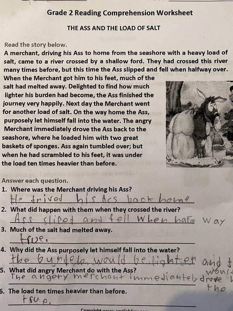 tobytobyjoyjoy's tweet image. Well I was trying to be a good dad and found some reading comprehension sheets for my son to work on this morning. But I just looked the pictures and didn’t read the title or paragraph. My son said, “There’s a lot of ass in this one.” #dadfail