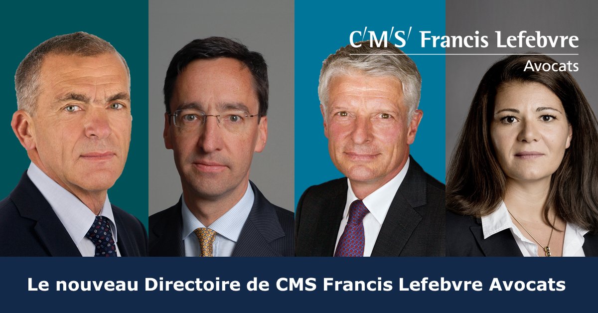 cms_fl's tweet photo. Le nouveau Directoire de notre cabinet a été désigné le 15 juin dernier et est composé de 4 associés : Philippe Grousset, Laurent Marquet de Vasselot, Pierre-Sébastien Thill et Anne-Laure Villedieu. En savoir plus : 👉https://t.co/4eDwO6zGMi 
#Avocats #CMSFLlive #Communiqué https://t.co/NuxfQtnTjU