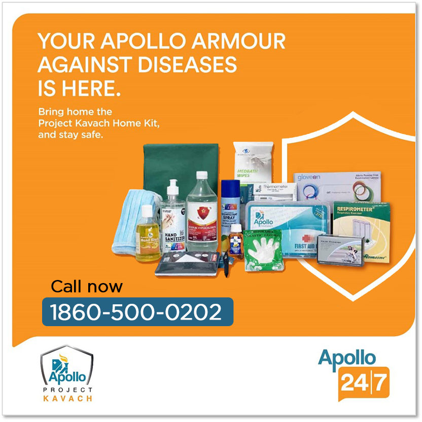 HospitalsApollo's tweet photo. Staying isolated is important and at the same time have the right kit to keep you safe. bring home the project Kavach home kit to keep you safe. 

#Homecarekit #ApolloHospitals #ProjectKavach #indiaFightsCorona #Covid19

Visit https://t.co/Km0YITLSjx or call 1860-500-0202 https://t.co/BYZJ7G7wya