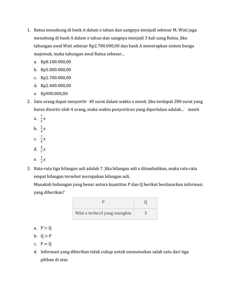 alfaridzrayhan's tweet image. Soal dan Pembahasan Pengetahuan Kuantitatif Tahun 2019 - Bagian 1.

Hayuk kita coba review ulang soal - soal Pengetahuan Kuantitatif Tahun 2019. Semoga bisa lebih memahami konsep dari video ini. Aamiin

Link Soal PDF
bit.ly/KuantitatifSabi

Link Youtube
youtube.com/c/aldianalfari…