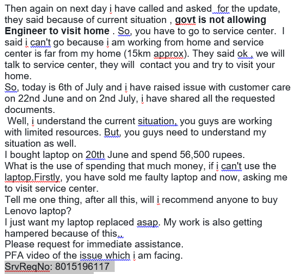 sagar__31's tweet photo. @Lenovo_in @lenovo @LenovoSupport 
This is regarding my lenovo laptop which i bought on 20th June,2020. I am facing display flickering issue in my laptop from 21st June. All details are mentioned in the attached snapshots.
SR: 8015196117
Name- sagar matta
contact- 9811488280 https://t.co/oDtKoUv50U