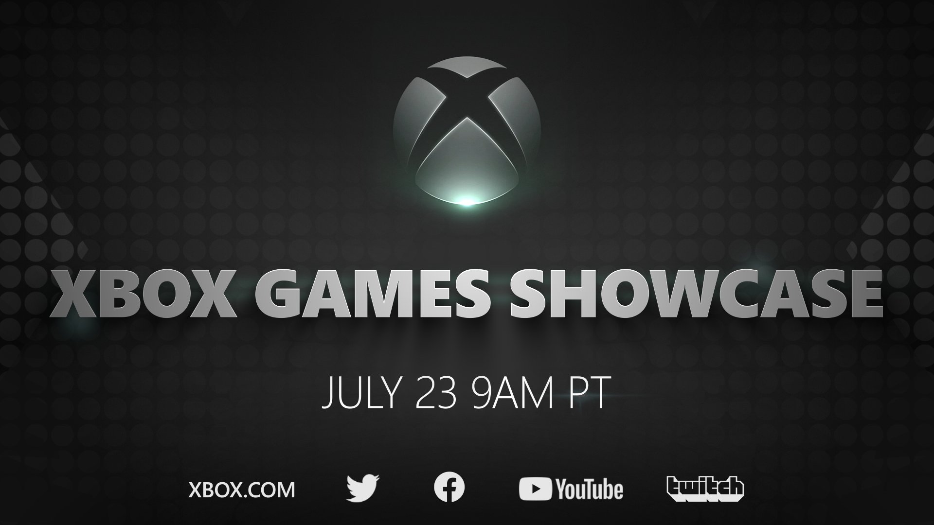 Graphic with the Nexus logo on top. Text reads “Xbox Games Showcase” and “July 23 9am PT”. Series of partner logos on the bottom.