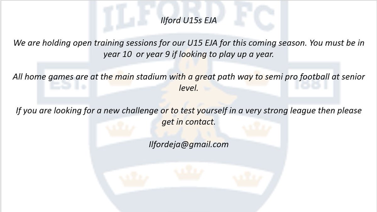 IlfordFC1881's tweet photo. #squadbooster https://t.co/Hj9Lhkp67Y
