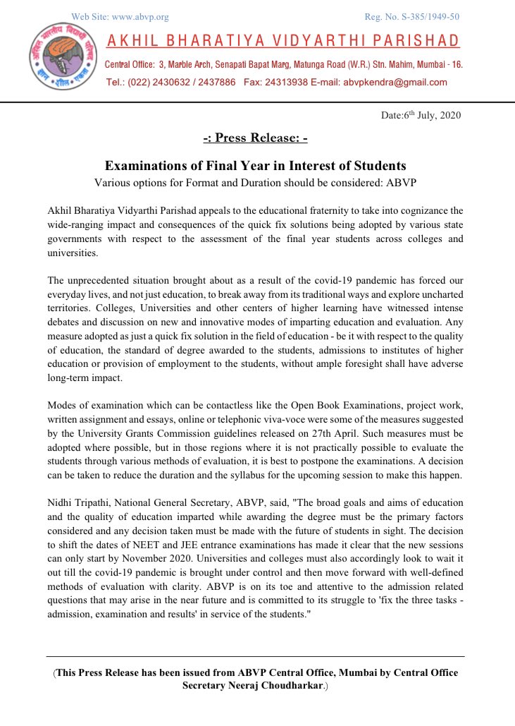 Aisa_LNMU's tweet photo. @ABVPVoice is completely exposed now, such a hypocrite they are!
Let's call them "Anti-student Betrayers Vidyarthi Parishad"!
They have come with their agenda openly!
#NoExamInPandemic
#StudentsLivesMatter
#ShameOnYouAbvp
#UGCGuidelines
#AntiStudentUGC
#AntiStudentABVP https://t.co/PGfSha3sw6