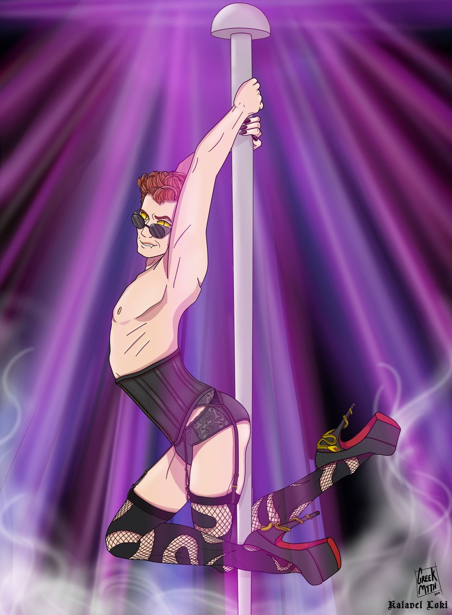 KalavelLoki's tweet photo. “How many angels can dance in the head of a pin?” In the head I don’t know, but I bet at least one can pole dance on it’s shaft.
You can’t show me ‘slutty hips’ #Crowley dancing around a pin like that and expect me not to do this, Neil!
#GoodOmensFanArt #GoodOmens https://t.co/6q7Ct8RZWL