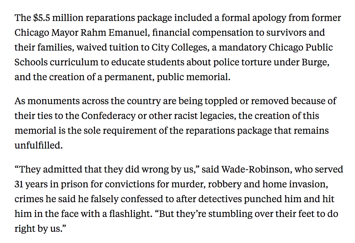ChicagoTorture's tweet photo. It has been 5 years since the Reparations legislation was passed, but one of its key components—the memorial—has yet to be built. Rahm Emmanuel did not commit funds to be built before he left office and Lori Lightfoot has yet to follow through. https://t.co/CsjSUNccVc