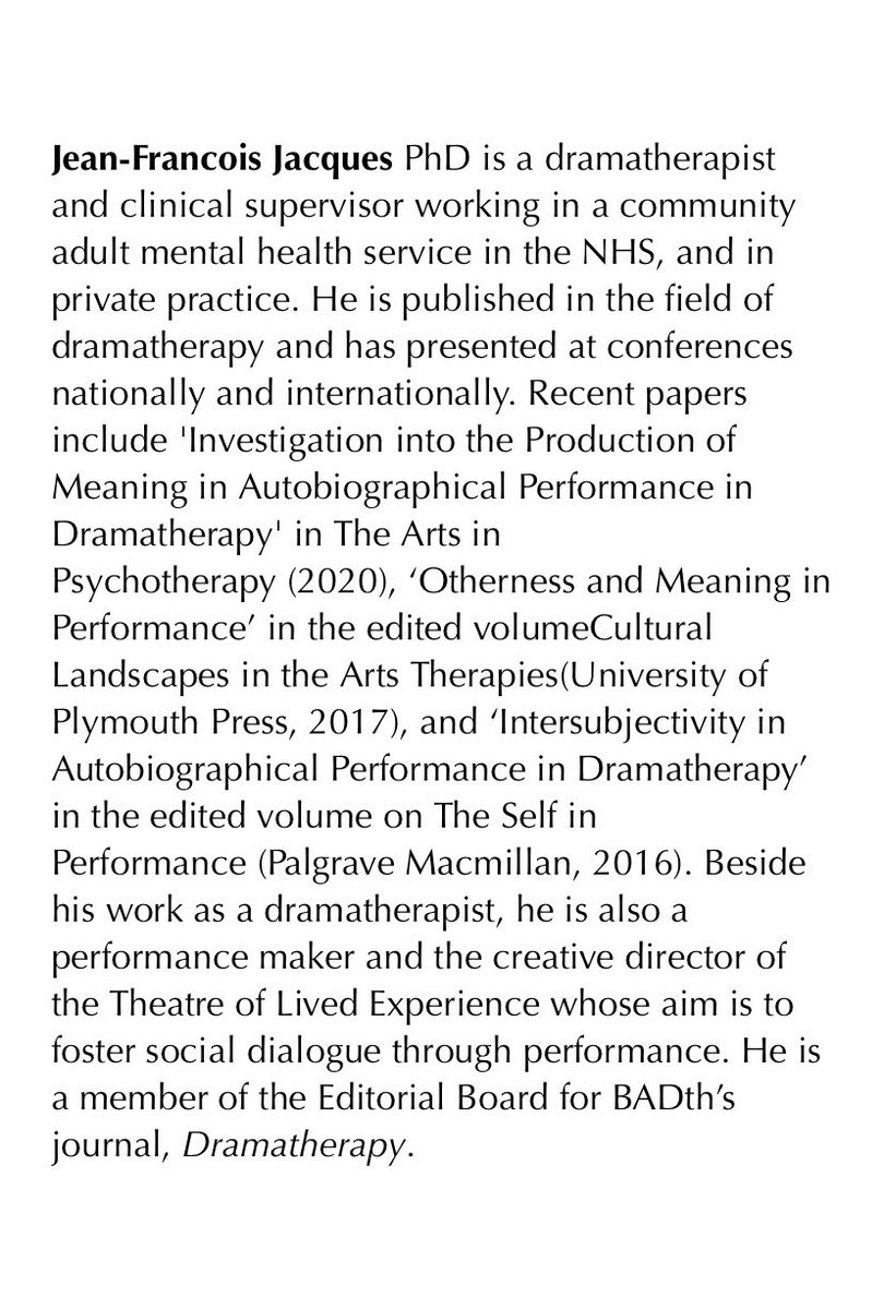 DramaTh_Journal's tweet photo. Meet the Editorial Board of the Dramatherapy Journal; Jean-Francois Jacques.
 #dramatherapy #editorialboard #dramatherapyjournal #editorial #artstherapies #meettheteam https://t.co/zE5Y2e1CI4