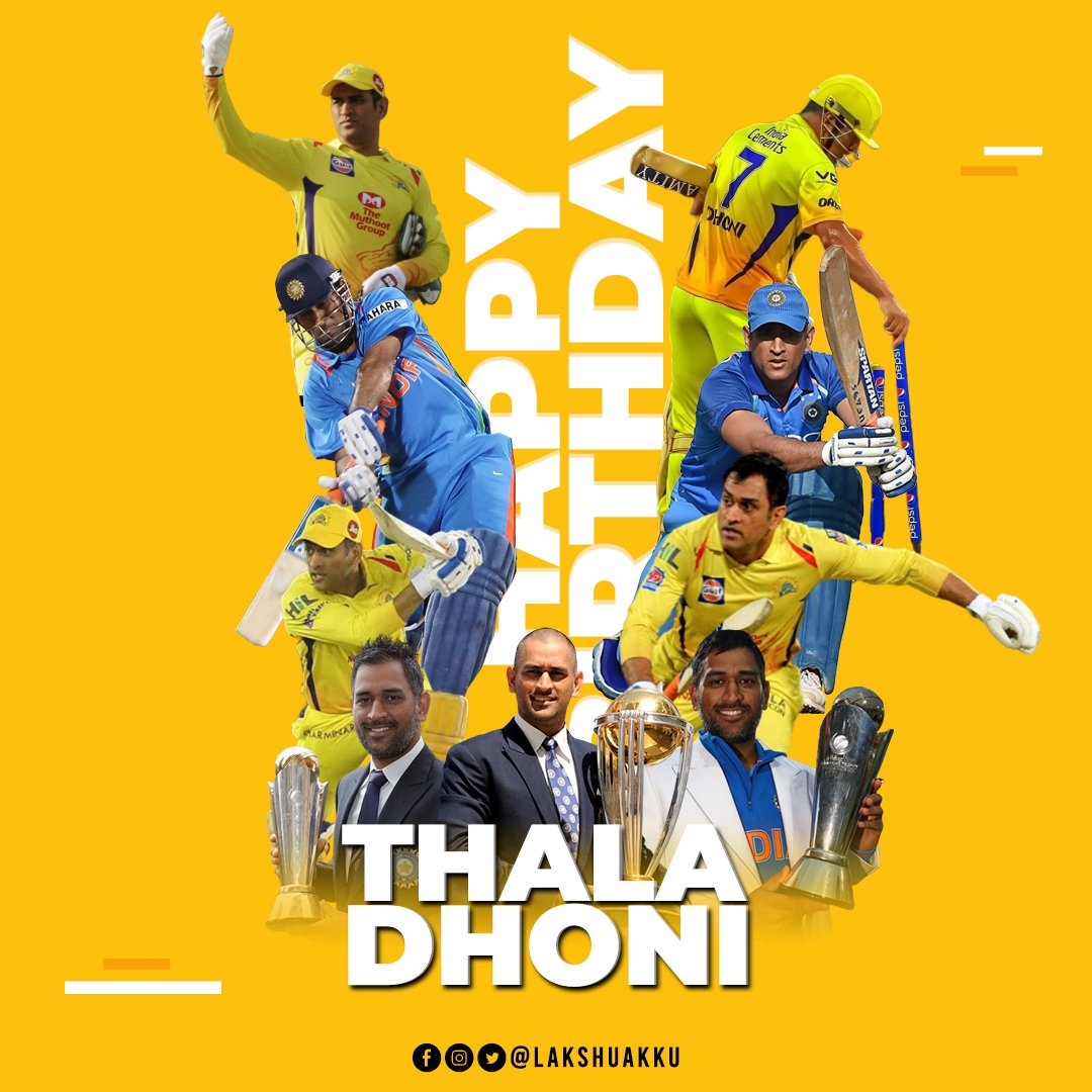 lakshuakku's tweet photo. Happy Birthday to our dearest Thala @msdhoni! 

Yesterday, Today, Tomorrow and Forever there will always be only one Mahendra Singh Dhoni. More then all the trophies and achievements the manner in which he has always stayed grounded makes us idolize him 🙏

#HappyBirthdayDhoni https://t.co/oqvVgF9IAm