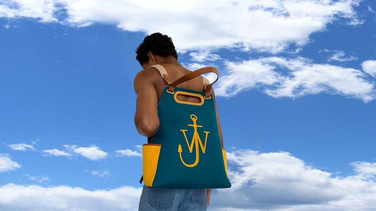 Jw Anderson Blue Sky Green Bag Men S Spring Summer 21 The Anchor Backpack Made With Materials From Recycled Plastic Bottles Jwanderson Ss21 T Co S7i8fafdpq