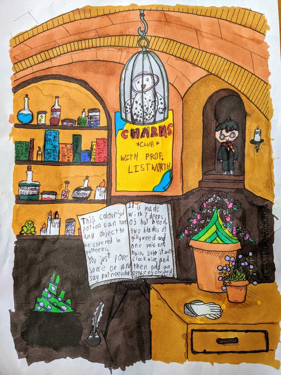 teamstevenson3's tweet photo. .@HMillSchool ES has won £10 and a box of chocolate frogs for her winning entry to Chester Wizard School's colouring competition! (I conversely win nothing for forgetting T1's zoom today, sorry 🤦‍♀️) https://t.co/GW0rehfmQj