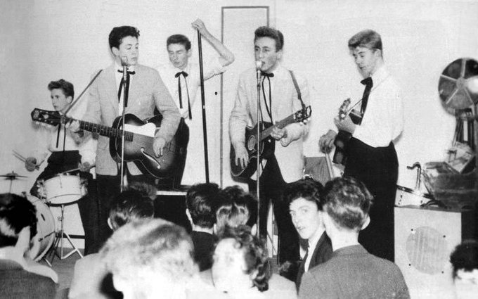 Today in 1957, two guys named John Lennon and Paul McCartney met for the first time in Woolton, Liverpool, at the St. Peter's Church Parish festival where 16-year-old Lennon's skiffle band, The Quarrymen, were appearing. I wonder what happened to them.