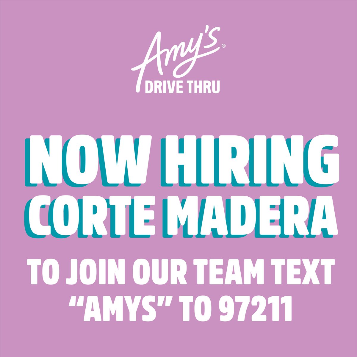 We’re looking for food-loving friends to join our crew. Text "Amys" to 97211 to apply.  #amysdrivethru #joinourteam #cortemadera #marincounty
