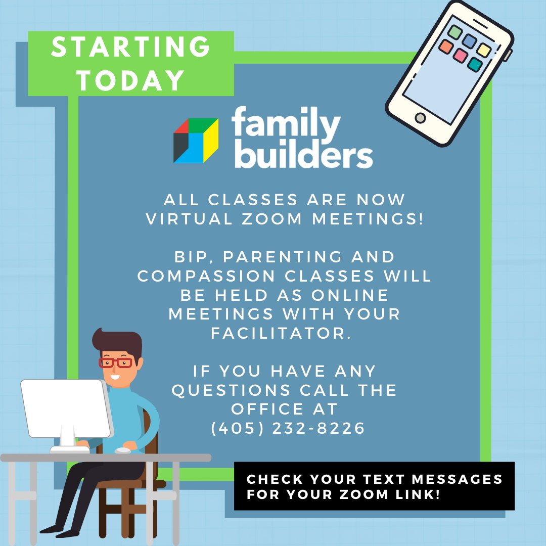 Virtual Zoom classes are happening now! For any questions, please call the office at (405) 232-8226.