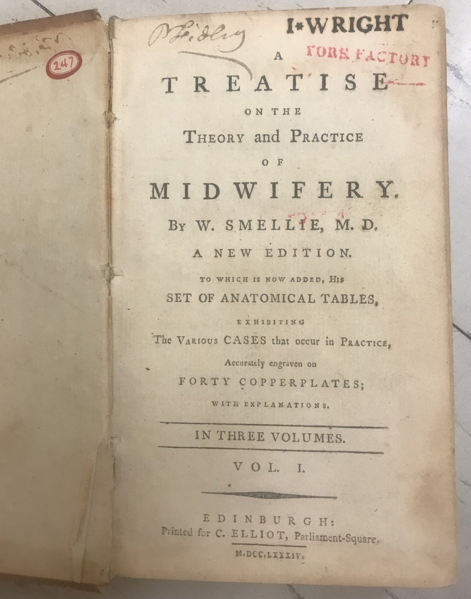 MBGovArchives's tweet image. 2/2 The library is home to books that were part of libraries at #YorkFactory, #MooseFactory, #FortChipewayn, #NorwayHouse, and #FortSimpson. Peter Fidler, a father of 14, had this three-volume set of books on midwifery in his personal library. bit.ly/2Ccwh3y