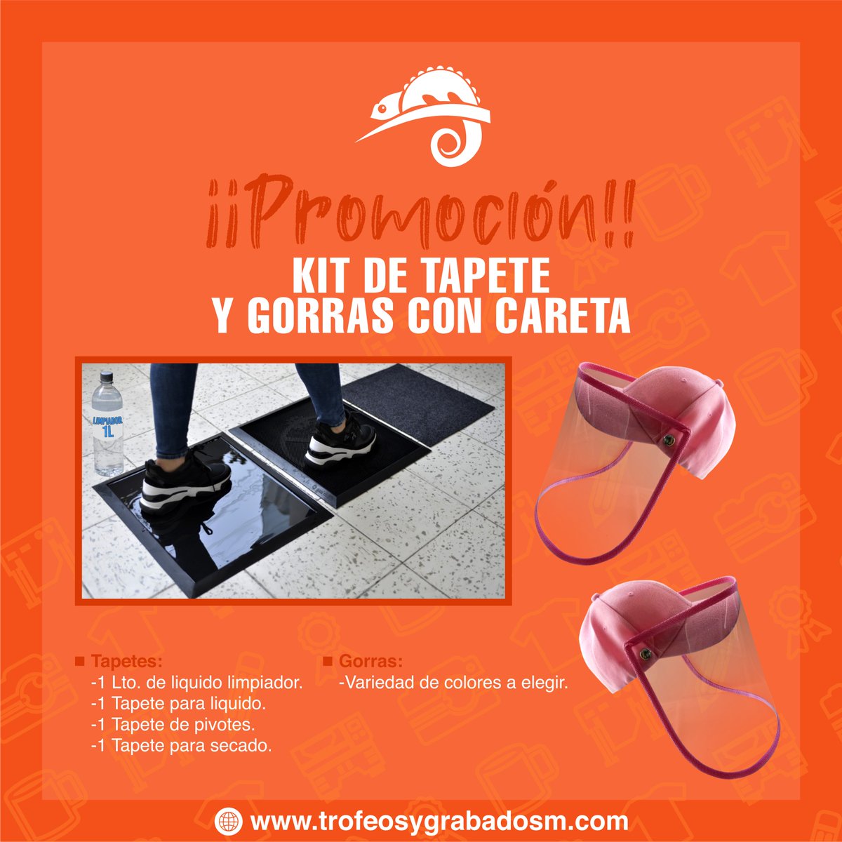 trofeos_tgm's tweet photo. KIT DE TAPETE SANITIZANTE + 2 GORRAS CON CARETA DESMONTABLE.. A UN SUPER PRECIO!!
TEL 8332132512 https://t.co/AYNpTC6Ij3