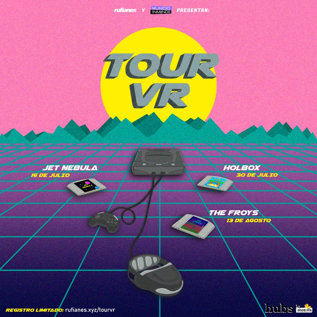 .<a href="/Jetnebulaband/">Jet Nebula</a>, <a href="/thefroysmx/">The Froys</a> y <a href="/HolboxOficial/">HolboxOficial</a> serán parte de la serie de conciertos #TourVR. Aquí todos los detalles: bit.ly/31MvEIV 🤖