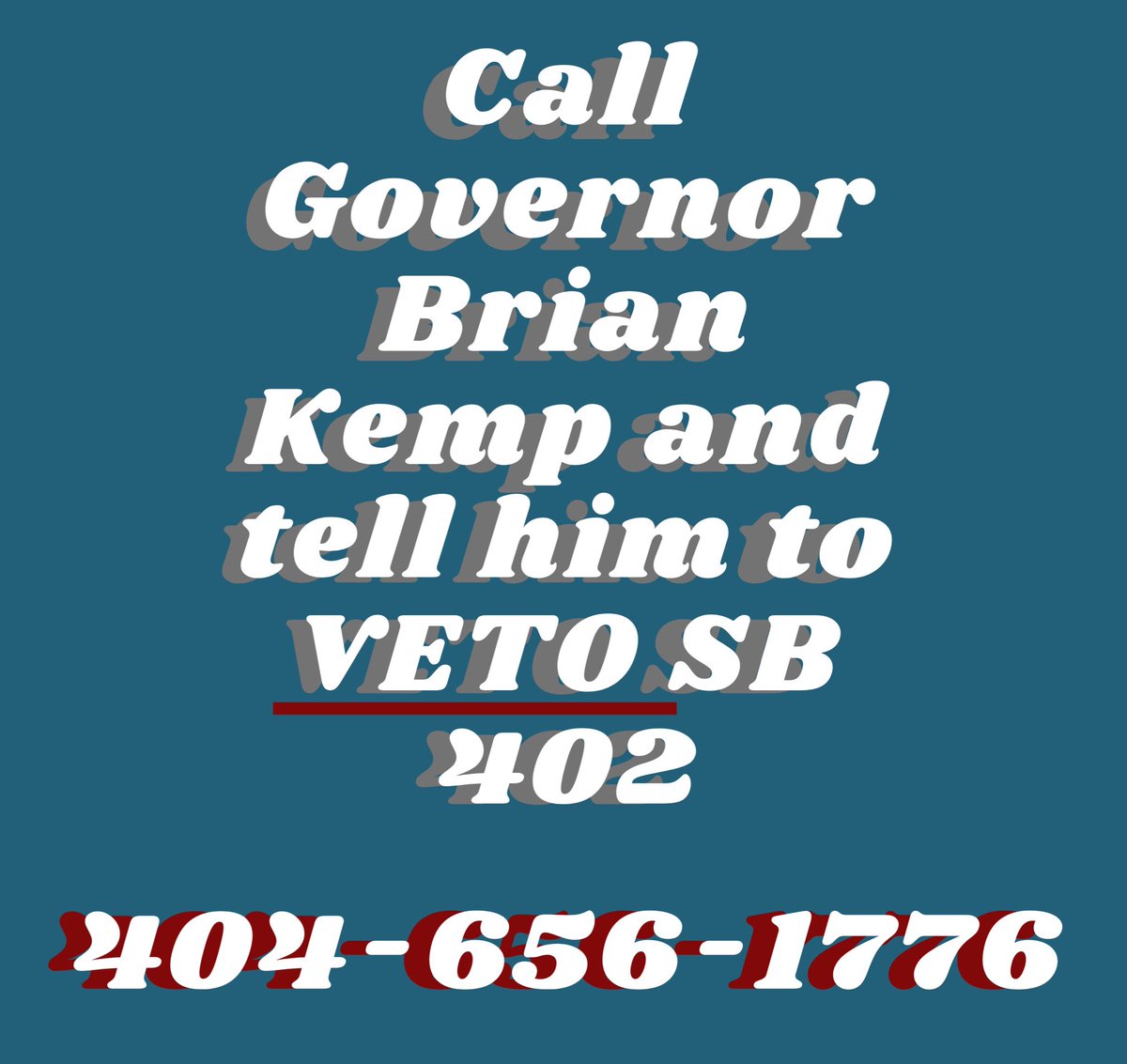 votemaloof's tweet photo. What is SB402? A bill that will end the use of unsecured bonds, limit judicial discretion, and increase jail populations. This will unfairly and disproportionately harm black and brown communities. CALL BRIAN KEMP’S OFFICE NOW https://t.co/06EkjvhOC7