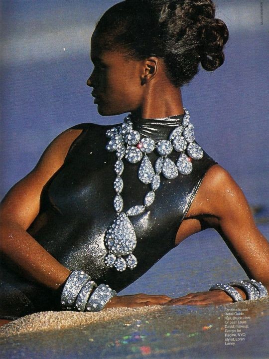 Karen Alexander. She started her modelling career at 16. She was also extremely outspoken about racism in the fashion industry at that time, becoming one of the first models of colour on Sports Illustrated.