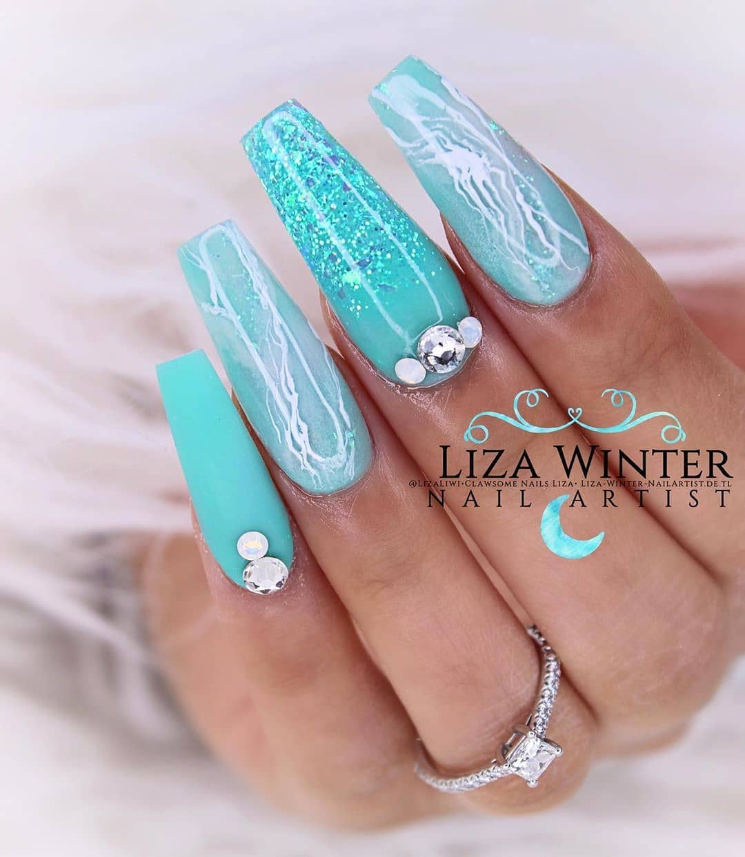 25 Amazing Aqua Nails Designs In 2024 | Aqua nails, Turquoise nails, Teal  nails