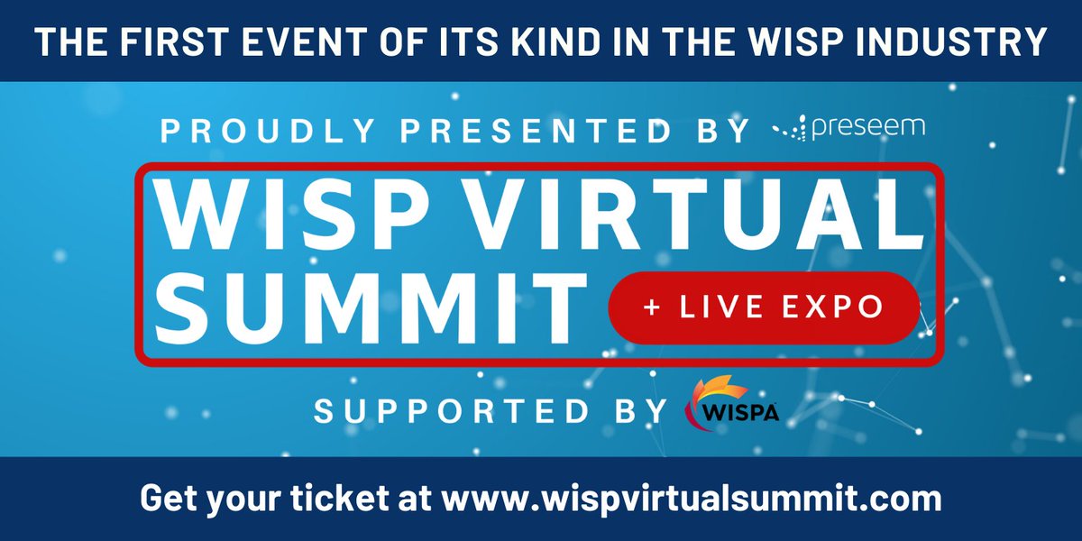CambiumNetworks's tweet image. Registration is now open for the WISP Virtual Summit! Join us for a day full learning, networking, games and prizes! You&apos;ll also be able to visit us during the event at our virtual booth! Visit ow.ly/wxir50AotMl to get your ticket! #WISPVIRTUALSUMMIT #WISPVIRTUALSUMMIT2020