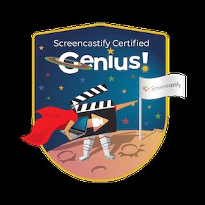 Ms_Rdz4's tweet photo. Super excited with my new @Screencastify Certified Genius Bagde!!! #ScreencastifyGenius https://t.co/heP290N4Od