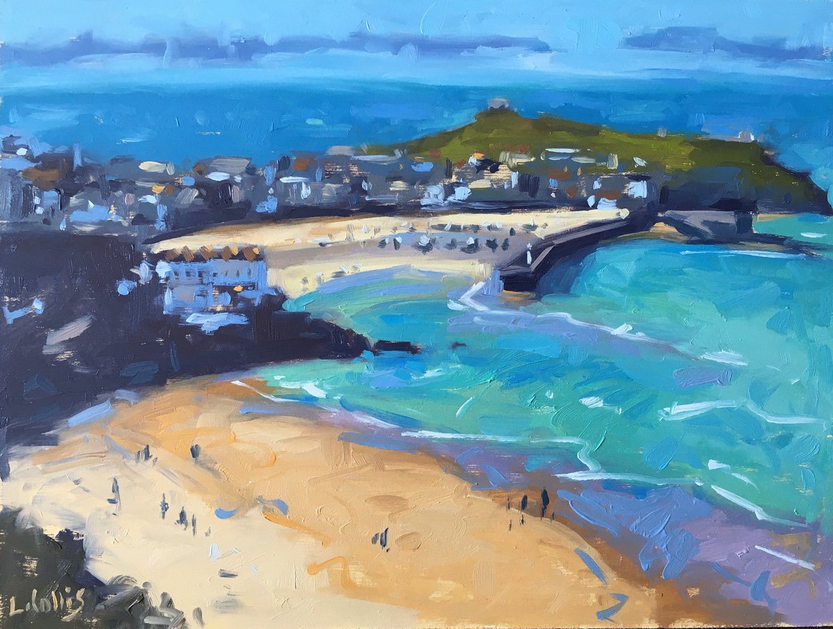 St Ives Harbour from Porthminster - Sold
8”x6” oil on board #dailypainting 
.
A bit late with my posting this today because I wrote for a long walk this morning followed by a bit of work in the studio. 
.
#stives #porthminsterbeach #cornwall #turquoise #harbour #oilpainting #art
