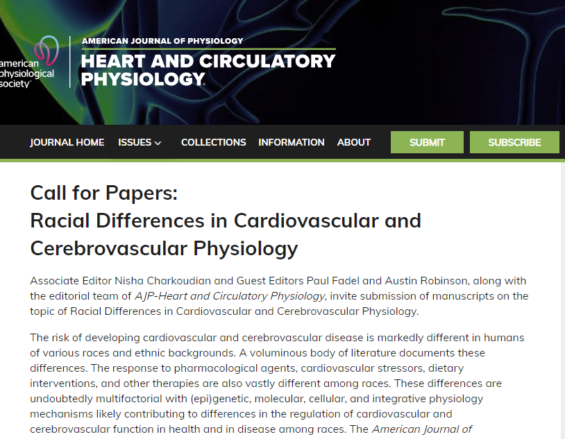 ajpheartcirc's tweet photo. AJP-Heart and Circulatory Physiology editors invite you to submit to our *Special Call for Papers* on #RacialDifferences in #Cardiovascular and #Cerebrovascular Physiology. Details here: https://t.co/vZ56ABXKu2 https://t.co/m1myHfsDm7
