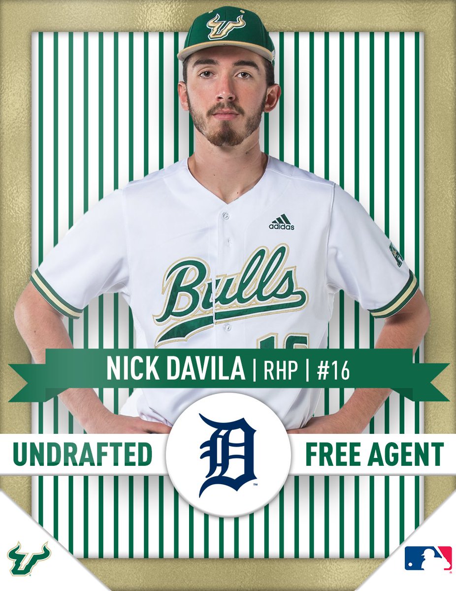 USFBaseball's tweet photo. Nick Davila is headed to Detroit!
With Davila signing to the @tigers, the Bulls have now had three players sign with MLB Clubs this summer!
Releaseβ¬
https://t.co/GyTFBXIHTL
#CarryTheBoat #HornsUP π€ https://t.co/bDv0azj6IR