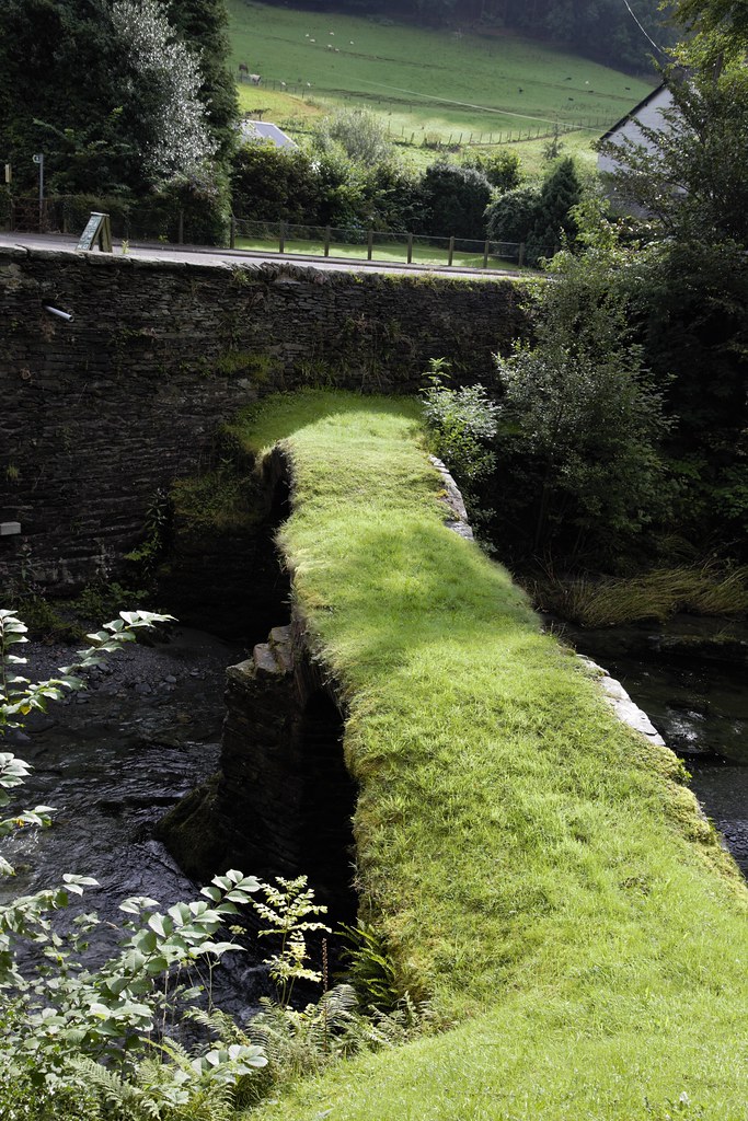 Pont Minllyn, also known as Pont y Ffinnant or Pontrusk Bridge, dates to the early 1600s – the post-medieval period.It spans the river Dyfi at a long-established crossing point, and was built to act as a 'packhorse bridge'.