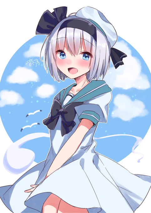 #深夜の真剣お絵描き60分一本勝負
セーラーワンピ妖夢ちゃん! 