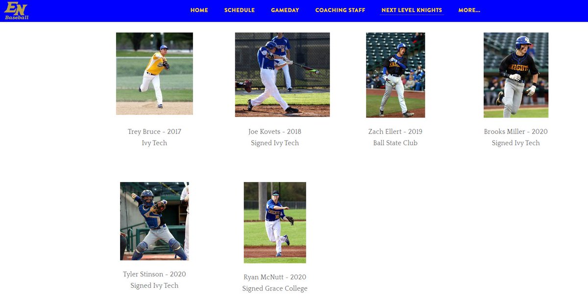 Updated the EN Baseball website with our 2020 additions of Knight Baseball players moving on to the next level! <a href="/brooksmiller77/">Brooks Miller</a> <a href="/tyler_stinson22/">Tyler Stinson</a> <a href="/RyanMcNutt13/">Ryan McNutt</a> <a href="/CoachDesmonds/">East Noble Baseball</a> @NickEDavid 

eastnoblebaseball.com/knightsincolle…