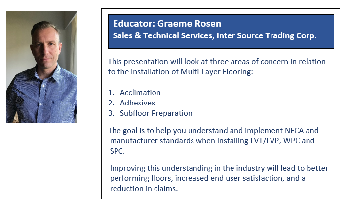 NFCA4's tweet photo. NFCA Free Webinar, Wed., July 15 from 9-10am PST. Join us for Part 2 of Understanding Multi-Layer Flooring: Best Practices with Graeme Rosen of Inter Source Trading Corp. Register here: https://t.co/9GAWVWY2Ly #flooring #floorcovering #installers #interiordesign #construction https://t.co/V902dh9JrG