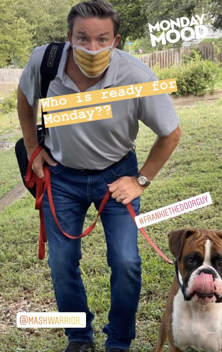 ImpressionEdge's tweet photo. Frankie The Door Guy is ready for work! Happy Monday everyone! 💪🏼🐶 Don’t forget your @maskwarrior_ face mask as you head out the door! Let’s conquer the week! 
#frankiethedoorguy #impressionedge #workdog #mondaymotivation #monday https://t.co/0rDJQUEF4j