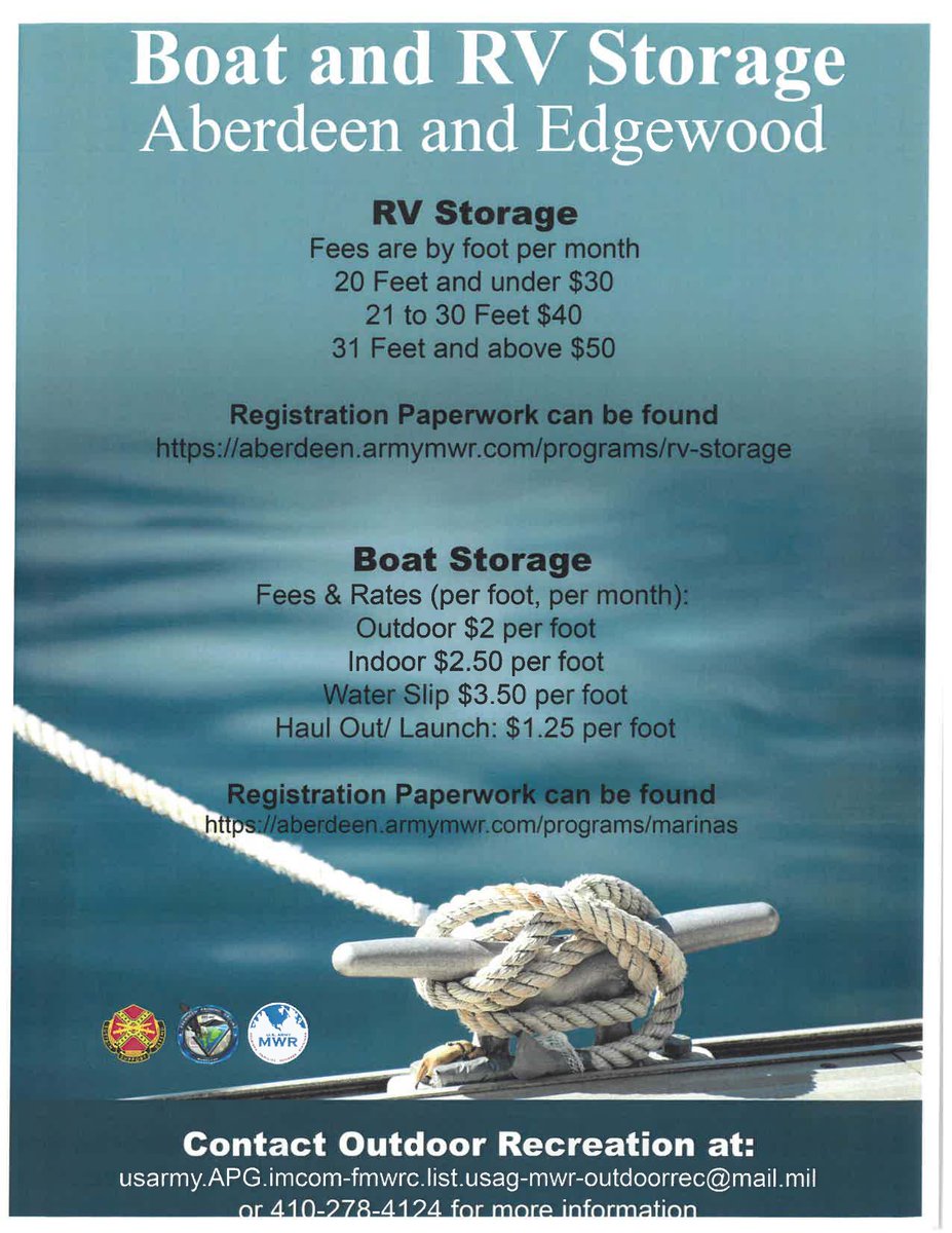 APGResidents's tweet image. Need a place to store your Boat or RV? Below is information about MWR storage options.