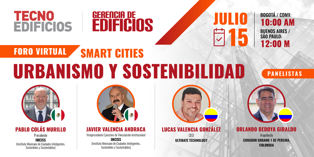 TecnoEdificios's tweet photo. 𝐀𝐩𝐮́𝐧𝐭𝐞𝐬𝐞 𝐚 𝐧𝐮𝐞𝐬𝐭𝐫𝐨 𝐅𝐨𝐫𝐨 𝐕𝐢𝐫𝐭𝐮𝐚𝐥 𝐒𝐦𝐚𝐫𝐭 𝐂𝐢𝐭𝐢𝐞𝐬: 𝐔𝐫b𝐚𝐧𝐢𝐬𝐦𝐨 𝐲 S𝐨𝐬𝐭𝐞𝐧𝐢𝐛𝐢𝐥𝐢𝐝𝐚𝐝

🗓 15 de julio
⏰ 10 am (Hora de Bogotá/Lima/CDMX)
🔗 Inscripciones en: https://t.co/TkcvHlePw8 

#CiudadesInteligentes #ahorroenergético https://t.co/pla4f5jKEf