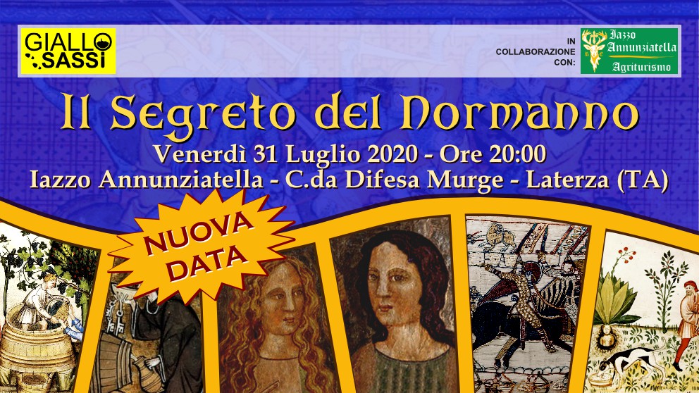 GialloSassi's tweet photo. Venerdì 31 Luglio è la nuova data de #IlSegretoDelNormanno. Peccato e segreti in un gioco investigativo, con degustazione di prodotti tipici, nella cornice dell’Agriturismo Iazzo Annunziatella. Per saperne di più: https://t.co/luNpmlinvj https://t.co/tzLCOAwrCF