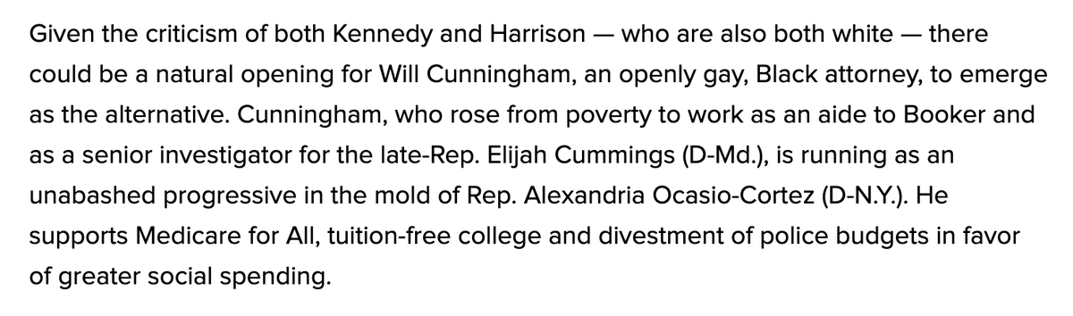 If this kind of a match made in Jersey swamp hell makes people thirsty for an alternative, progressive attorney  @WillCunningham is also in the race. He has an incredible story -- an openly gay Black man raised in extreme poverty who became a top aide to Elijah Cummings.