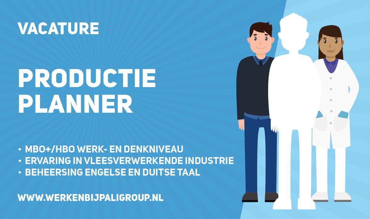 Op onze productielocatie in Oss verwerken we varkensvlees tot halffabricaat en eindproduct. Ter uitbreiding van ons team en om voorop te kunnen blijven lopen in een dynamische en veeleisende markt, zijn wij op zoek naar een gedreven productieplanner (FT).

bit.ly/2Z2v7AB