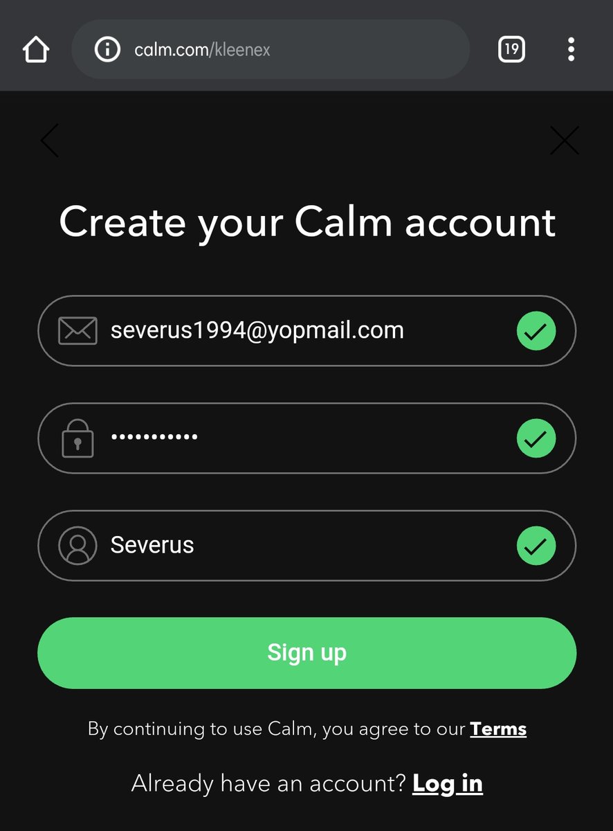 Proceed to create an account! (all details in the image are used as an example)