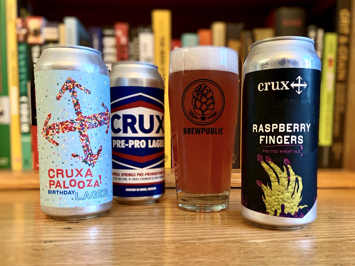 BREWPUBLIC's tweet photo. Crux Fermentation Project releases Raspberry Fingers and Pre-Pro Lager in 16oz cans. Details: https://t.co/nFUff94gxT #cruxfermentationproject #buddhashand #preprolager https://t.co/wdr70DktUC