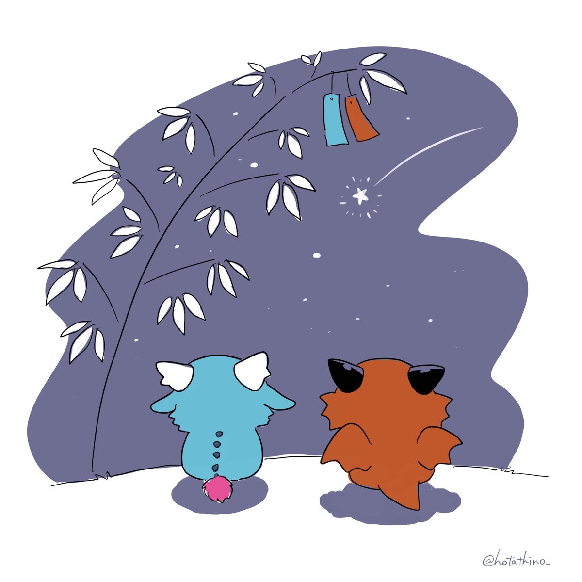 「おねがいごとは ないしょだよ。 」|ほたてぃーの@グッズ通販受付中のイラスト
