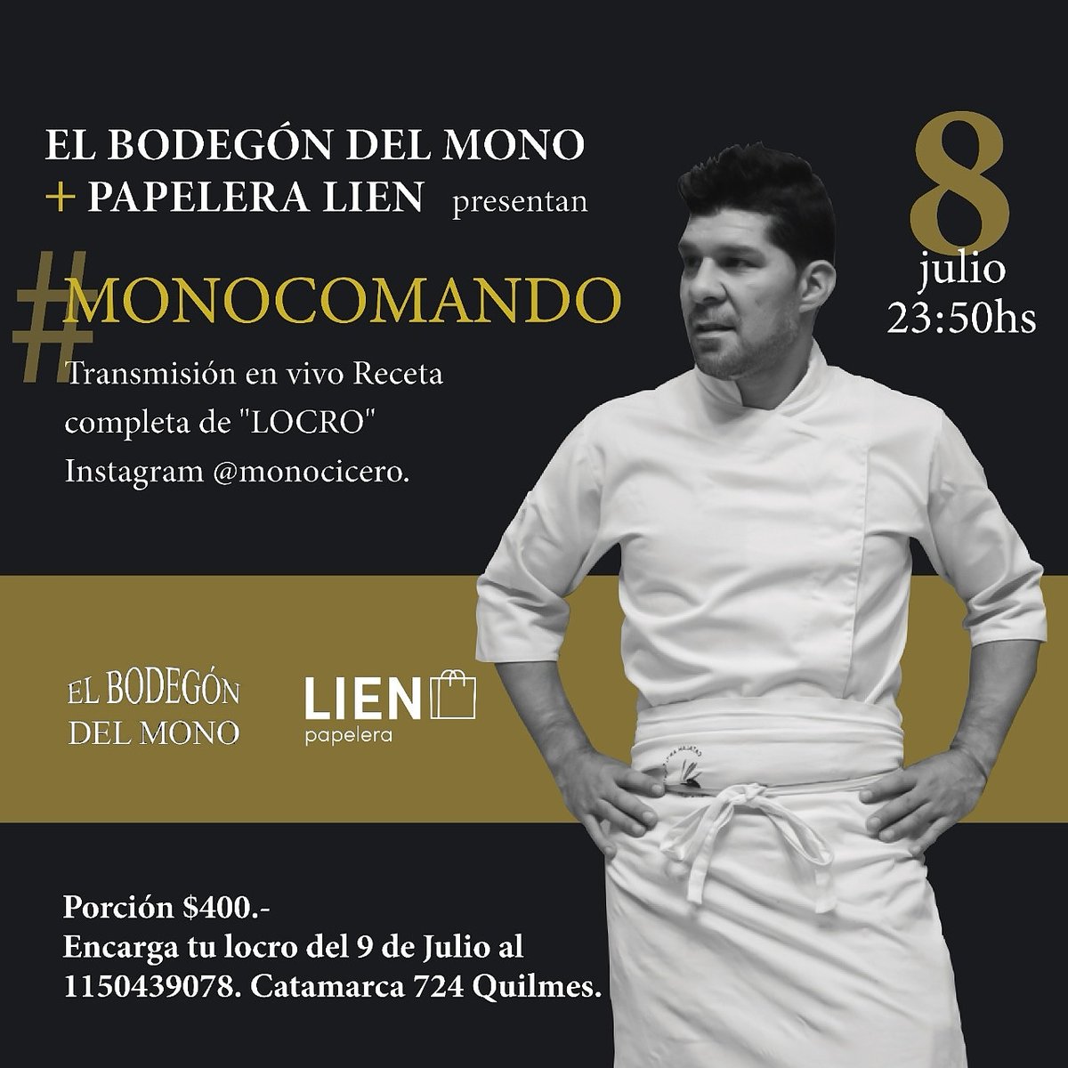 monocicero's tweet photo. No te pierdas este miércoles 23:50 hs y el comienzo del jueves.
#monocomando de recetas en casa.
El show de cocina, cultural, entretenimiento y amistad. RECETA LOCRO.
Transmisión en vivo.
Invitados especiales.
Reserva tu porción del 9 de julio por whatsapp al 1150439078 https://t.co/jotTjQ6VlB