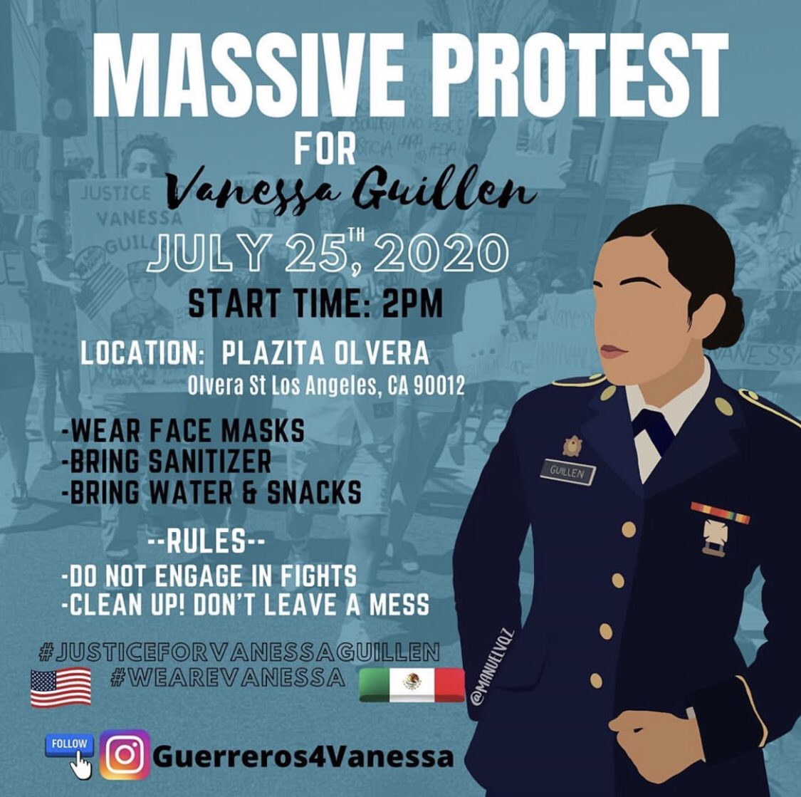 RT @LitLynnnn: Protest for Vanessa Guillen happening in LA on July 25th https://t.co/JAaylgbNH2