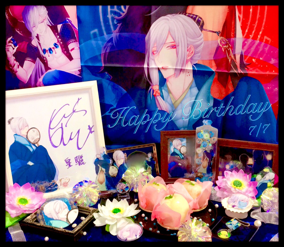 12xRyu's tweet photo. ･:*+.\  2020 . 07 . 07  /.:+*•

蛇香のライラ
    💙　鱗　皇驪さん　💙
お誕生日おめでとうございます！

あのシーンをイメージして桃のケーキを用意しました🍑🐍✨
残念ながら今年のオトパでお会いすることは出来ませんでしたが…
これからもずっと大好きです💙
皇シリちゃんに幸あれ🙏✨ https://t.co/8sEzVVkLRg